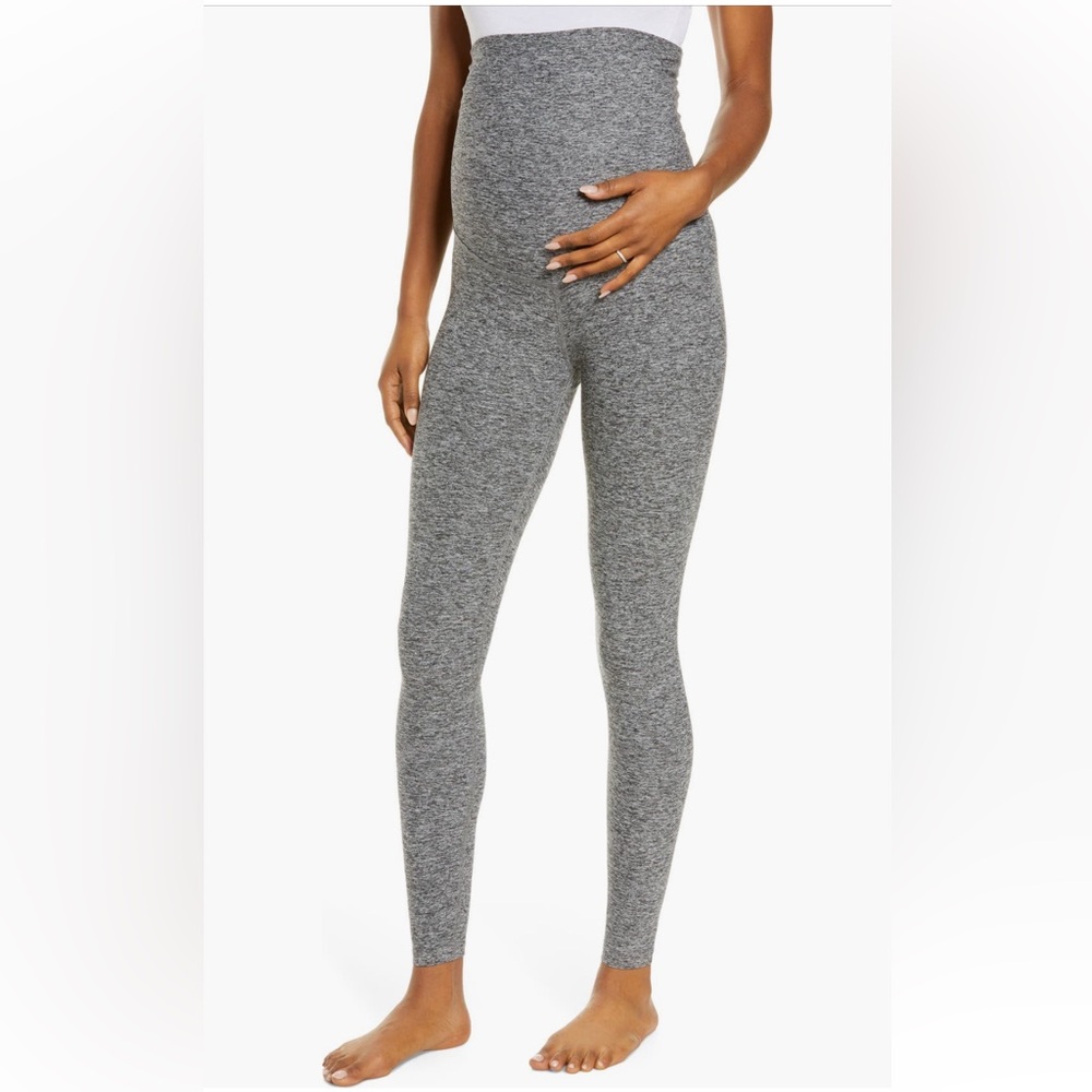 Beyond Yoga Spacedye Love the Bump Midi Maternity Legging Black and White - S